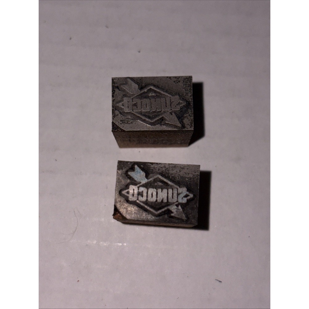 Vintage Printing Letterpress Printers Block Sunoco Gas Oil Logo - Picture 2 of 4